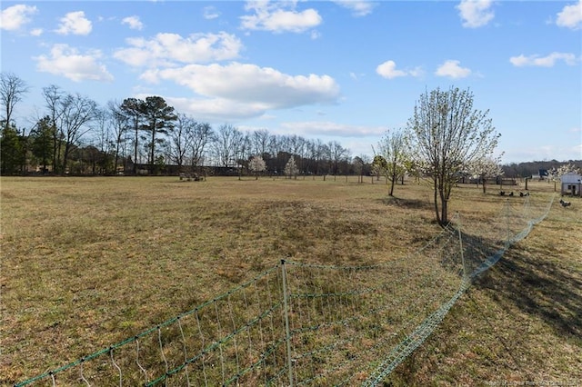 view of yard with a rural view