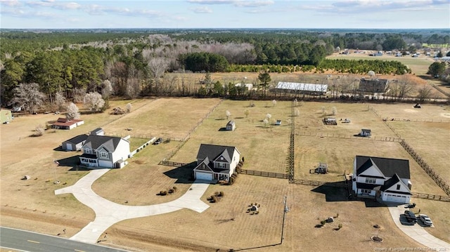 aerial view with a rural view