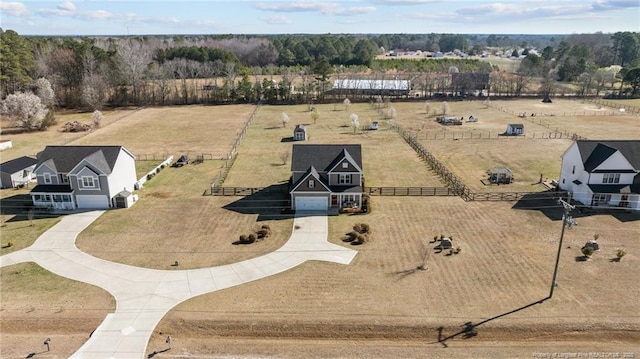 aerial view featuring a rural view