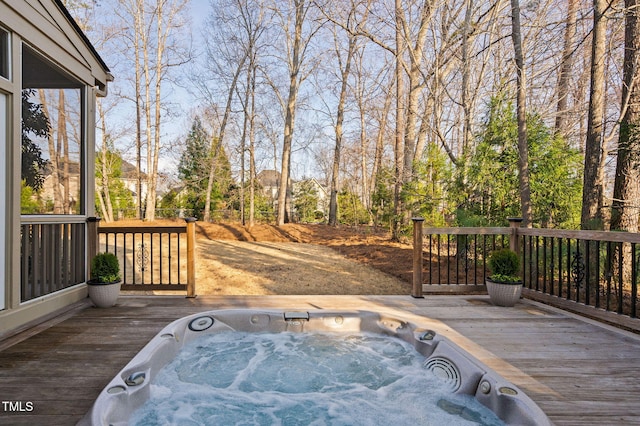 deck with hot tub deck surround