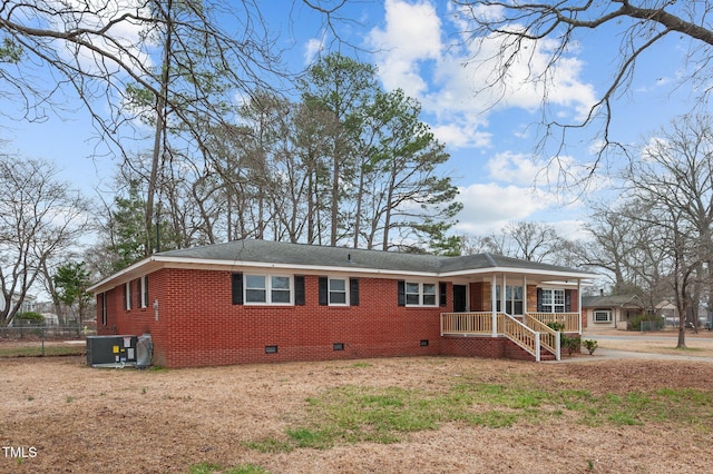 205 Woodside Dr, Goldsboro, NC 27534 - single story home with brick siding, fence, central AC, covered porch, and crawl space
