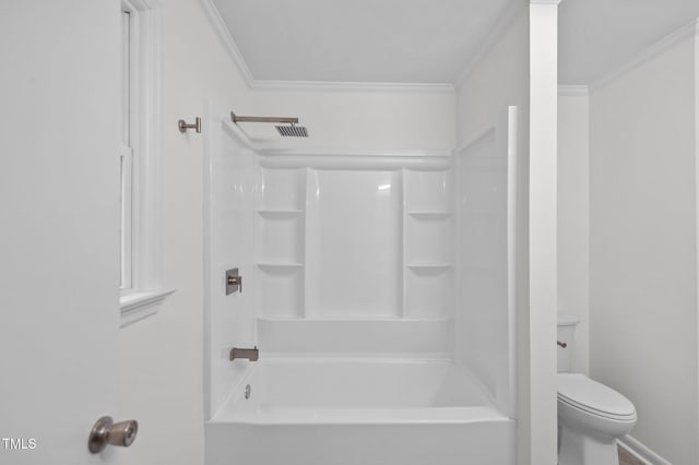 205 Woodside Dr, Goldsboro, NC 27534 - full bathroom with toilet, crown molding, and bathtub / shower combination