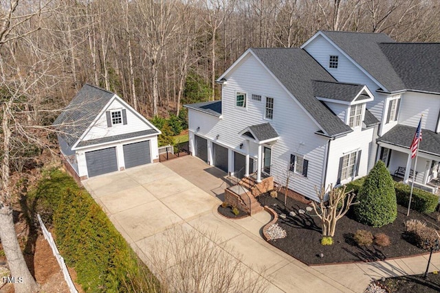 view of front of house with crawl space and a shingled roof