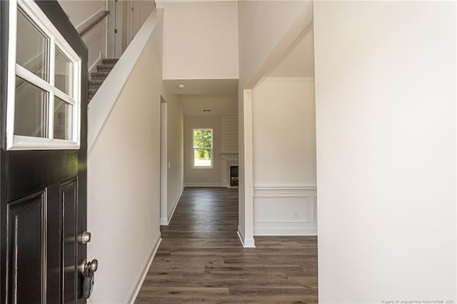 5815 James Allen Ln, Stedman, NC 28391 - corridor featuring dark wood-style flooring and baseboards
