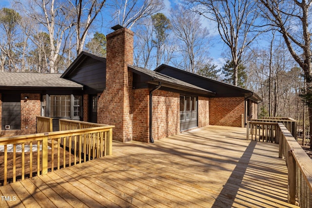 deck featuring an attached garage