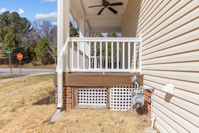 deck featuring a ceiling fan