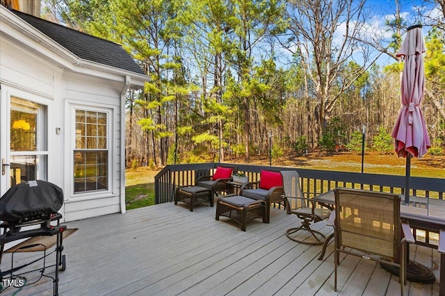 deck featuring area for grilling