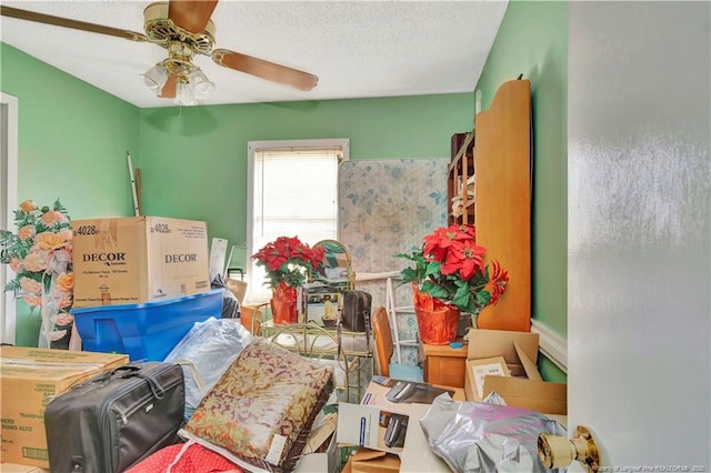 storage area with a ceiling fan