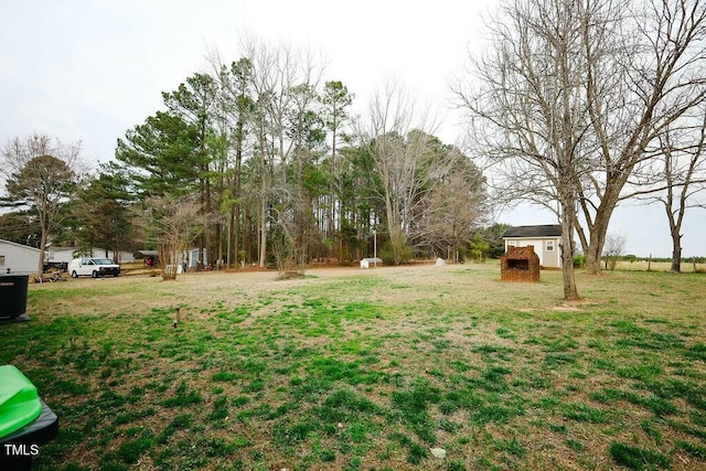 view of yard with a storage unit and an outdoor structure