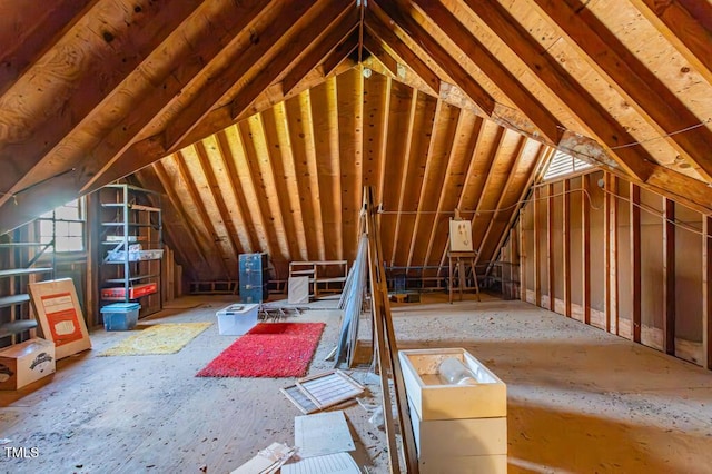 view of unfinished attic