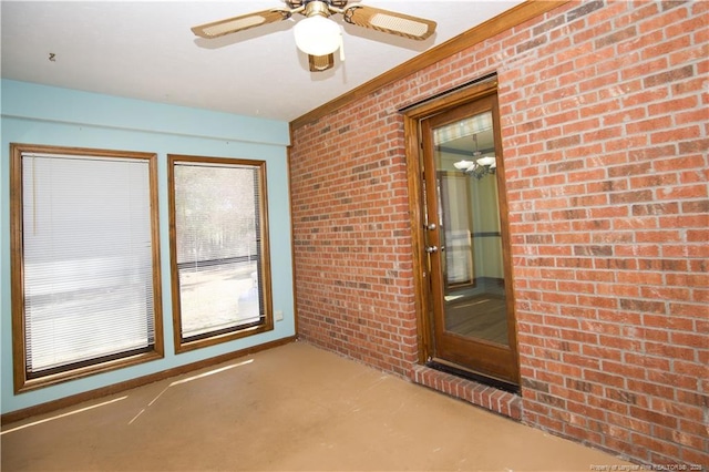 interior space featuring a ceiling fan