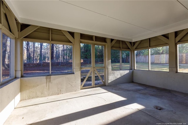 view of unfurnished sunroom