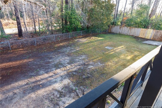 view of yard with a fenced backyard