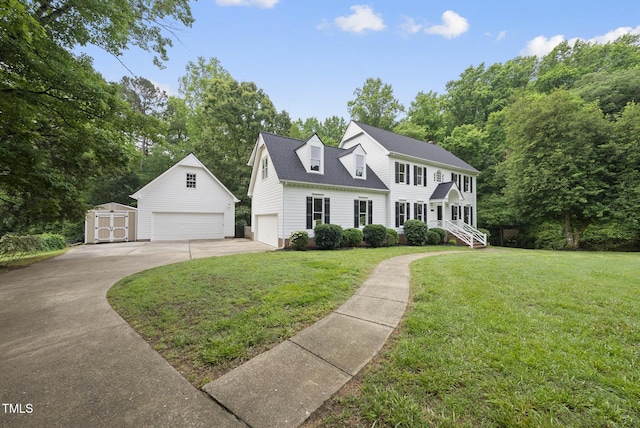 2705 Vestry Way, Raleigh, NC 27613 - colonial inspired home featuring a storage unit, an outbuilding, a garage, and a front yard