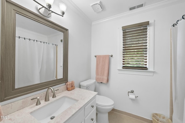 2705 Vestry Way, Raleigh, NC 27613 - bathroom with toilet, ornamental molding, tile patterned floors, vanity, and baseboards