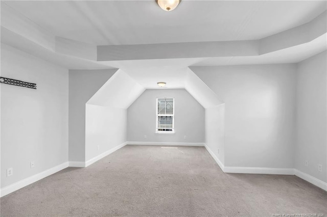 additional living space featuring baseboards, carpet, and lofted ceiling