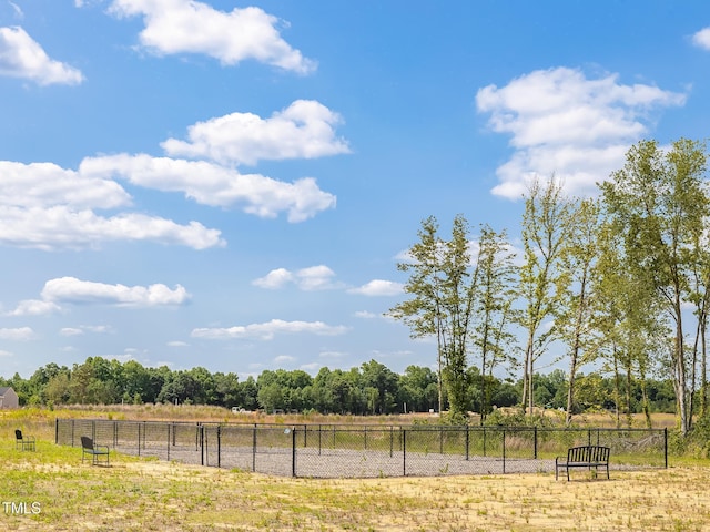 view of yard with a rural view and fence