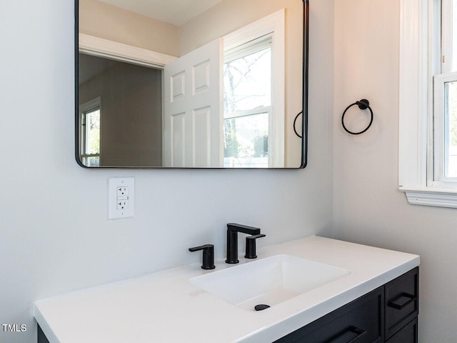 bathroom featuring plenty of natural light and vanity