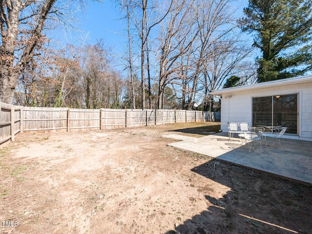 view of yard featuring a fenced backyard and a patio