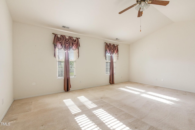 1009 Limeberry Ct, Clayton, NC 27520 - carpeted empty room featuring lofted ceiling, a ceiling fan, and visible vents