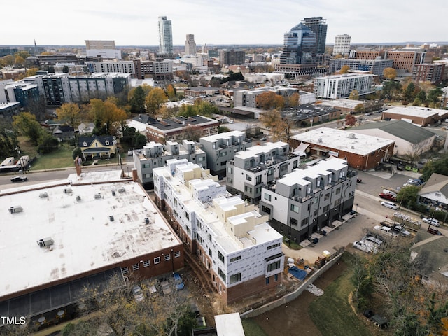 drone / aerial view with a city view