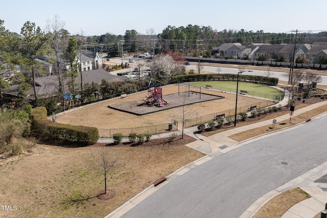 aerial view featuring a residential view