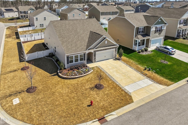 bird's eye view with a residential view