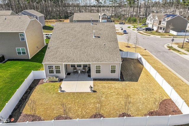 drone / aerial view with a residential view