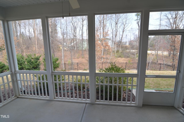 view of unfurnished sunroom