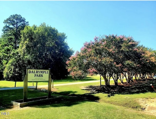 view of property's community with a yard