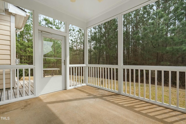 view of unfurnished sunroom