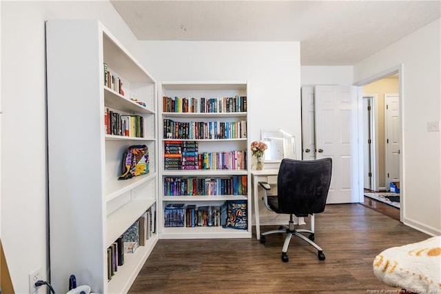 office area with wood finished floors