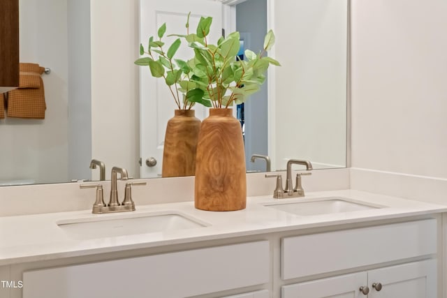 full bathroom with double vanity and a sink