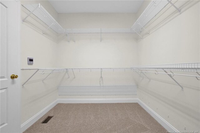 walk in closet with carpet and visible vents