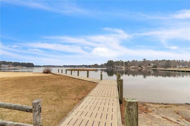 dock area featuring a water view