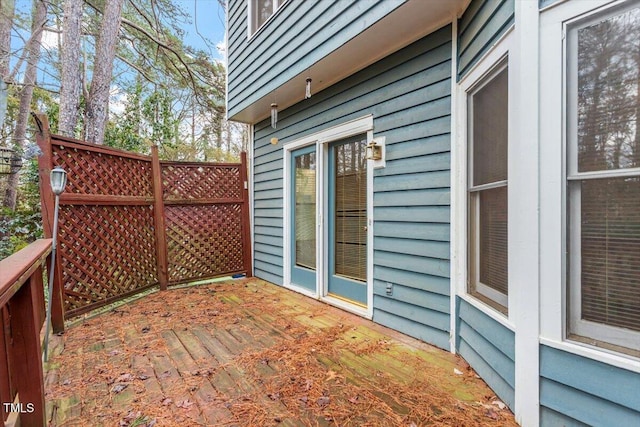 view of patio with a wooden deck