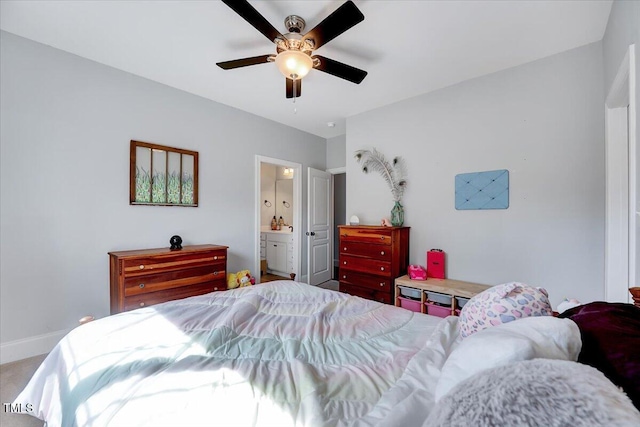 1624 Struble Cir, Willow Springs, NC 27592 - carpeted bedroom featuring connected bathroom and a ceiling fan