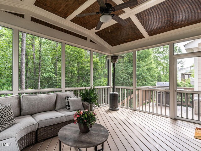 730 Toms Creek Rd, Cary, NC 27519 - sunroom with an outdoor hangout area, a wealth of natural light, and a ceiling fan
