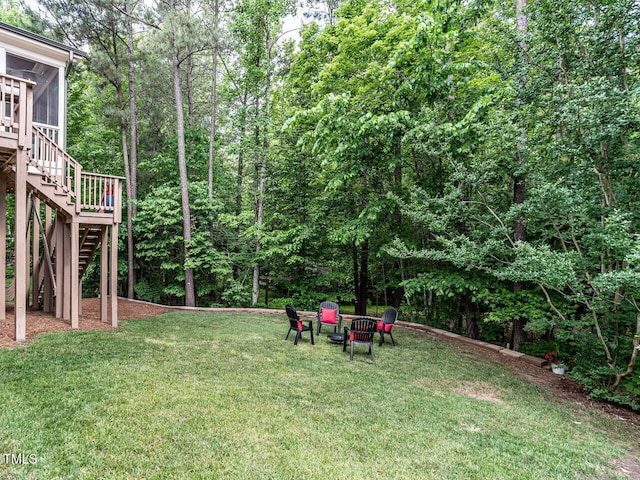 730 Toms Creek Rd, Cary, NC 27519 - view of yard with stairway and a sunroom