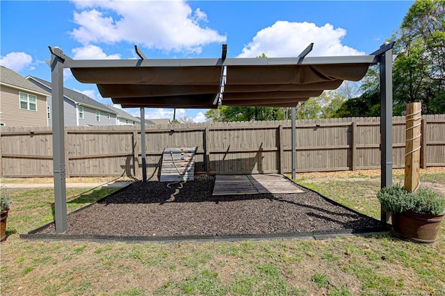 view of yard featuring a fenced backyard