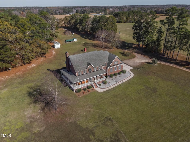 drone / aerial view with a rural view