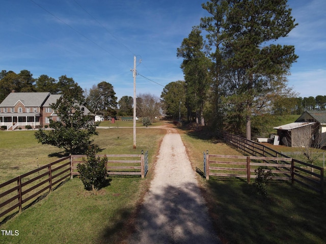 view of street with a rural view