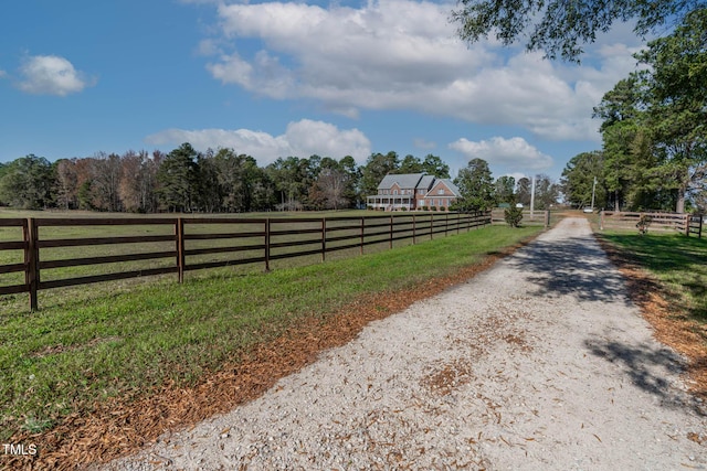 view of street with a rural view