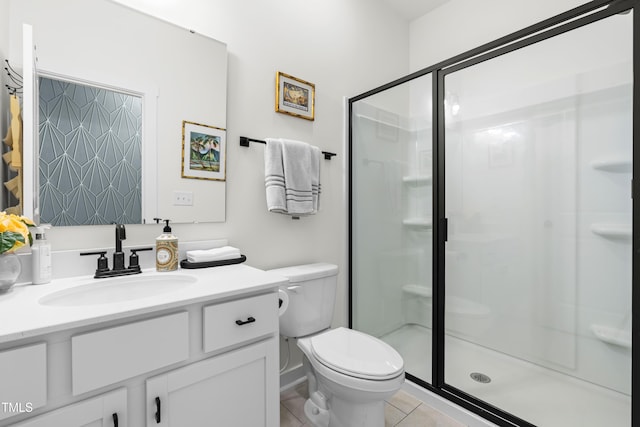 74 Silver Moon Ln, Clayton, NC 27527 - full bath featuring tile patterned floors, toilet, a stall shower, and vanity