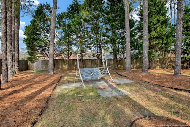 view of yard with a patio and a fenced backyard