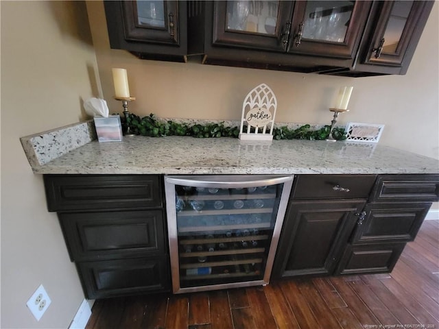 41 Lenor Dr, Lumberton, NC 28360 - bar featuring beverage cooler, a dry bar, and dark wood-type flooring