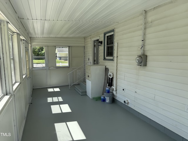 view of unfurnished sunroom
