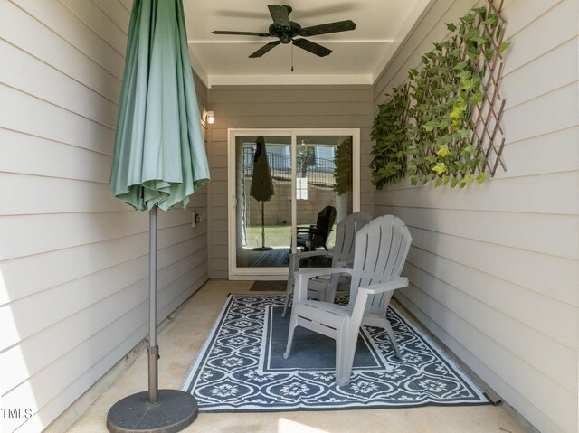 view of patio / terrace with a ceiling fan