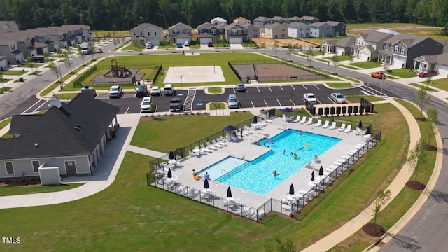 656 Dallas Rose Dr, Wendell, NC 27591 - birds eye view of property with a residential view and a forest view