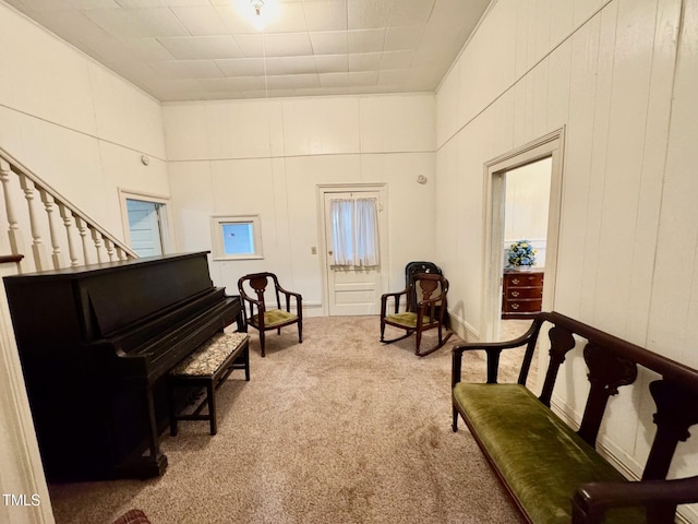 4715 Jacksontown Rd, Manson, NC 27553 - sitting room with stairs and carpet floors
